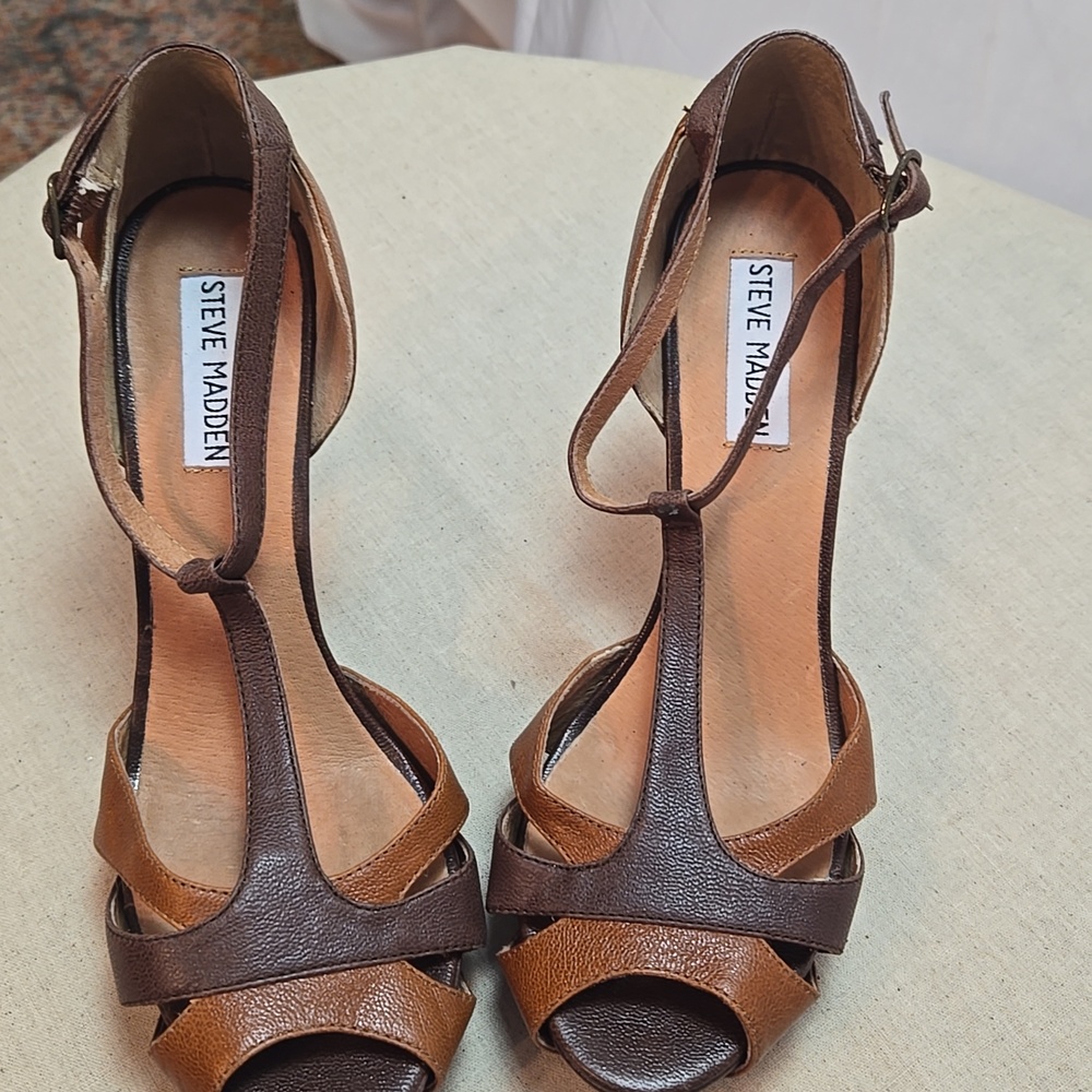 Steve Madden 4 inch heels 👠 tan and brown, pascha  size 8